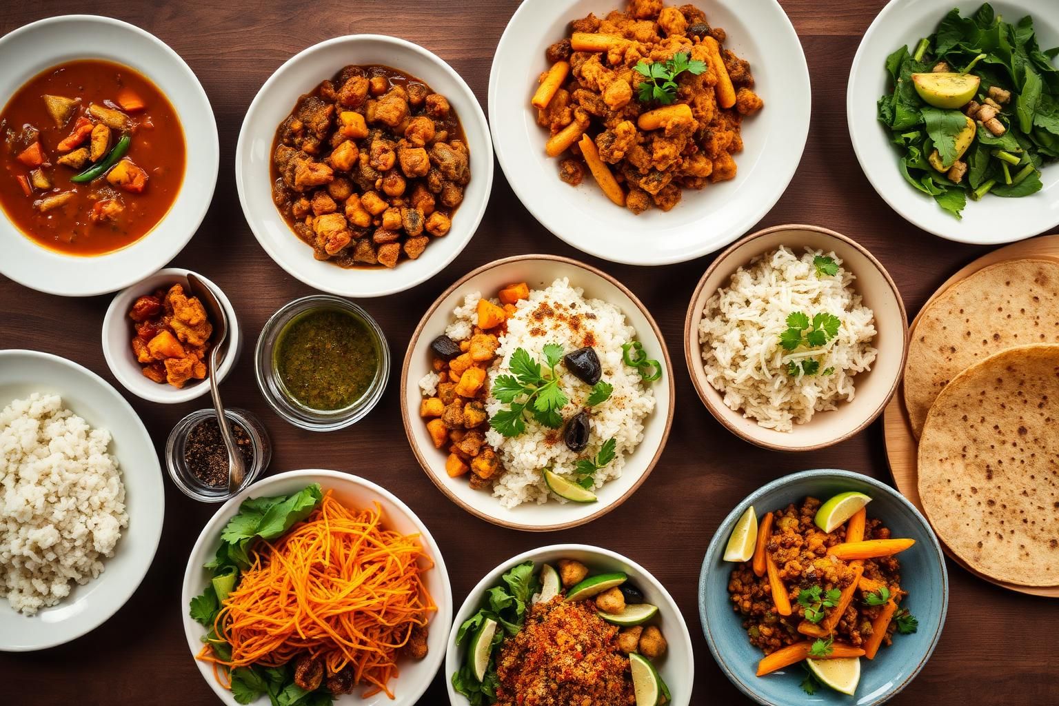 Plant-based dishes from Thai, Indian, Japanese, Mexican and Ethiopian cuisines